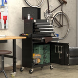 CMFYDAILY 5-Drawers Black Tool Chest, 2-in-1 Mechanic Rolling Tool Box Removable Lockable Tool Storage Cabinet, Metal Tool Cart with Drawers and Wheels for Garage, Workshop CMFYDAILY