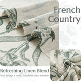 jinchan Linen Curtains Floral Curtain for Living Room 84 Inch Long Dark Green French Back Tab Light Filtering Toile Print Farmhouse Bedroom Curtains Window Drapes Set 2 Panels jinchan