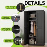 UNICOLY Armoire Wardrobe Closet with Doors, 71'' Wardrobe Cabinet with Hanging Rod, Metal Closet with 2 Adjustable Shelves for Bedroom School, Employee, Gym, Armarios De Ropa para Dormitorio, Black UNICOLY