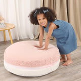 MOMCAYWEX Macaron Bean Bag Chair for Kids and Teens, Medium Bean Bag Sofa with Memory Foam Filling, 27.5"×27.5"×13.5", Pink and White MOMCAYWEX