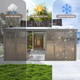 Domi 12x16FT Wall-Mounted Sunroom Gazebo, Aluminum Solarium with Galvanized Steel Sloping Roof, Detachable PC Screens, Front & 2 Side Sliding Doors, Outdoor Sun Room Lean to Gazebo for Patio Deck Lawn domi outdoor living