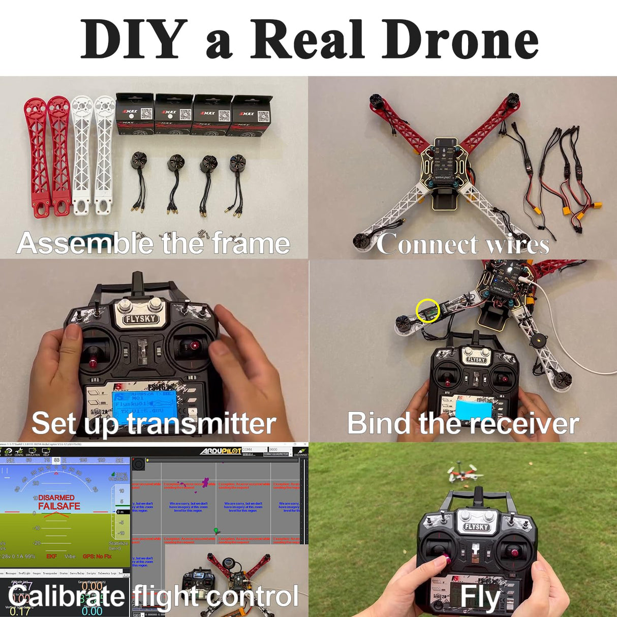 HAWK'S WORK F450 Drone Kit to build, DIY Quadcopter Set, Frame + Pixhawk + GPS + Power Module + ESC + Brushless Motor + Prop + Battery + RC Transmitter & Receiver + Accessory + Guild Book & Video (A) HAWK'S WORK