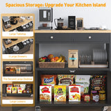 knoworld Rolling Kitchen Island with Storage Cabinet, 35.4'' Width Kitchen Cart, 2 Drawers Island Table, Portable Mobile Kitchen Island with Towel Rack, Wood Top and Lockable Wheels, Black knoworld