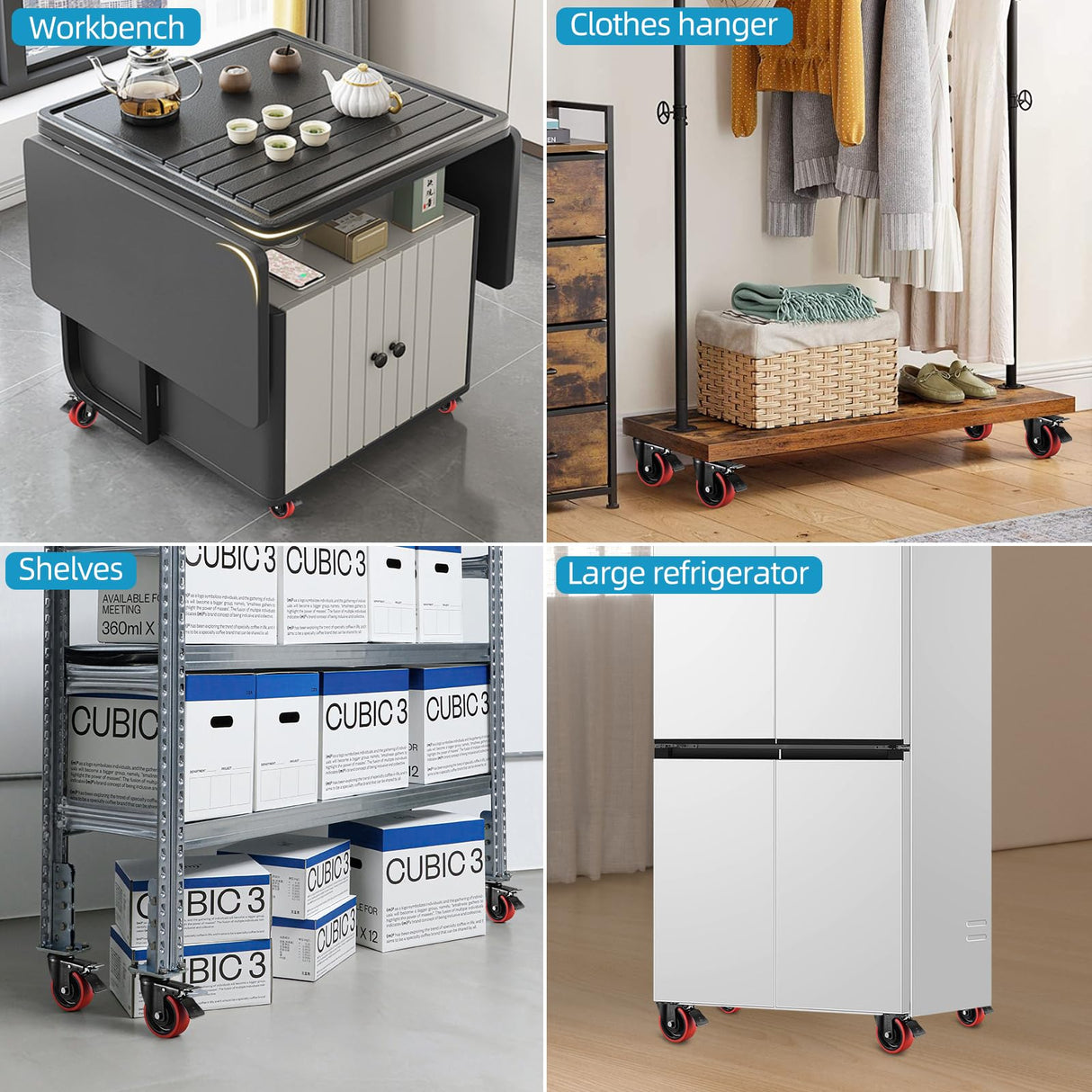 Heavy Duty TPR Rubber Wheels with Locking 5 Inch Caster Wheels Set of 4 3000Lbs Load Capacity Silent Swivel and Brake 360 Degree Casters Ideal for Industrial Carts Furniture Trolleys and Workbenches TOO TCO