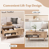 Tangkula Lift Top Coffee Table with Storage, Living Room Table with Hidden Compartment, Cabinet & Open Shelf, Flip Top Center Table, Pull up Coffee Table for Home, Office (Natural) Tangkula