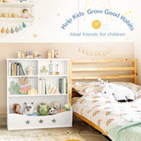 Curipeer White 3-Shelf Kids Bookshelf with 5 Cube Units and Star Pattern Toy Organizer for Playroom and Nursery Curipeer