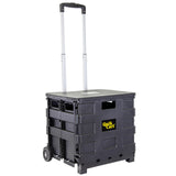 dbest products Quik Cart Sport Collapsible Rolling Crate on Wheels for Teachers Tote Basket 80 lbs Capacity, Made from Heavy Duty Plastic Used as a Seat, Black dbest products