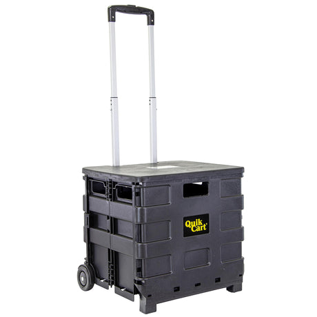 dbest products Quik Cart Sport Collapsible Rolling Crate on Wheels for Teachers Tote Basket 80 lbs Capacity, Made from Heavy Duty Plastic Used as a Seat, Black dbest products
