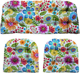 RSH DECOR: 3-Piece Wicker Tufted Cushion Set | 41” x 19" & 19" x 19" | All-Weather Spun Fabric | Water Resistant | Outdoor Loveseat & U-Shape Cushions for Patio Furniture | Gregoire Fresco RSH DECOR