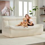 AEMEIOS 82" Corduroy Boneless Loveseat Sofa, Oversized Cloud Couch 3-Seater with Deep Seat, Modern Loveseats Couch with Memory Foam, Beige Boneless Couches for Living Room, No Assembly Required AEMEIOS