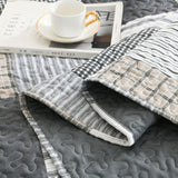 Boryard 3-Piece Queen Quilt Set, Lightweight Soft Full Size Quilt Gray Patchwork Farmhouse Bedspread Coverlet 90x90 inches Spring Bedding Set with 2 Pillow Shams, Grey Plaid Print Boryard