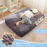 MAXYOYO Bean Bag Chair Bed for Kids, Convertible Bean Bag Folds from Lazy Chair to Floor Mattress Bed, Stuffed Floor Sofa Couch for Boys and Girls, High-Density Foam Filling, Dark Grey MAXYOYO