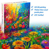 Bgraamiens Puzzle-Small Rainbow Flowers in The Garden 1000 Pieces Puzzles for Adults,Flower Puzzle for Adults,Color Challenging Puzzle Bgraamiens