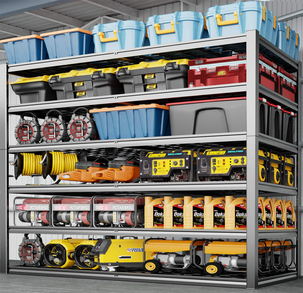 PMKES 60" Wide Heavy Duty Garage Shelving Adjustable 6 Tier Garage Storage Shelves 3900LBS Metal Shelving Unit Industrial Utility Shelf, 84" H x 60" W x 24" D PMKES