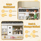 TOLEAD Low Loft Bed with Desk, Solid Wood Twin Low Loft Bed with Storage Cabinet, Blackboard, Ladder and Guardrail for Kids Juniors Boys Girls, No Box Spring Needed, White TOLEAD