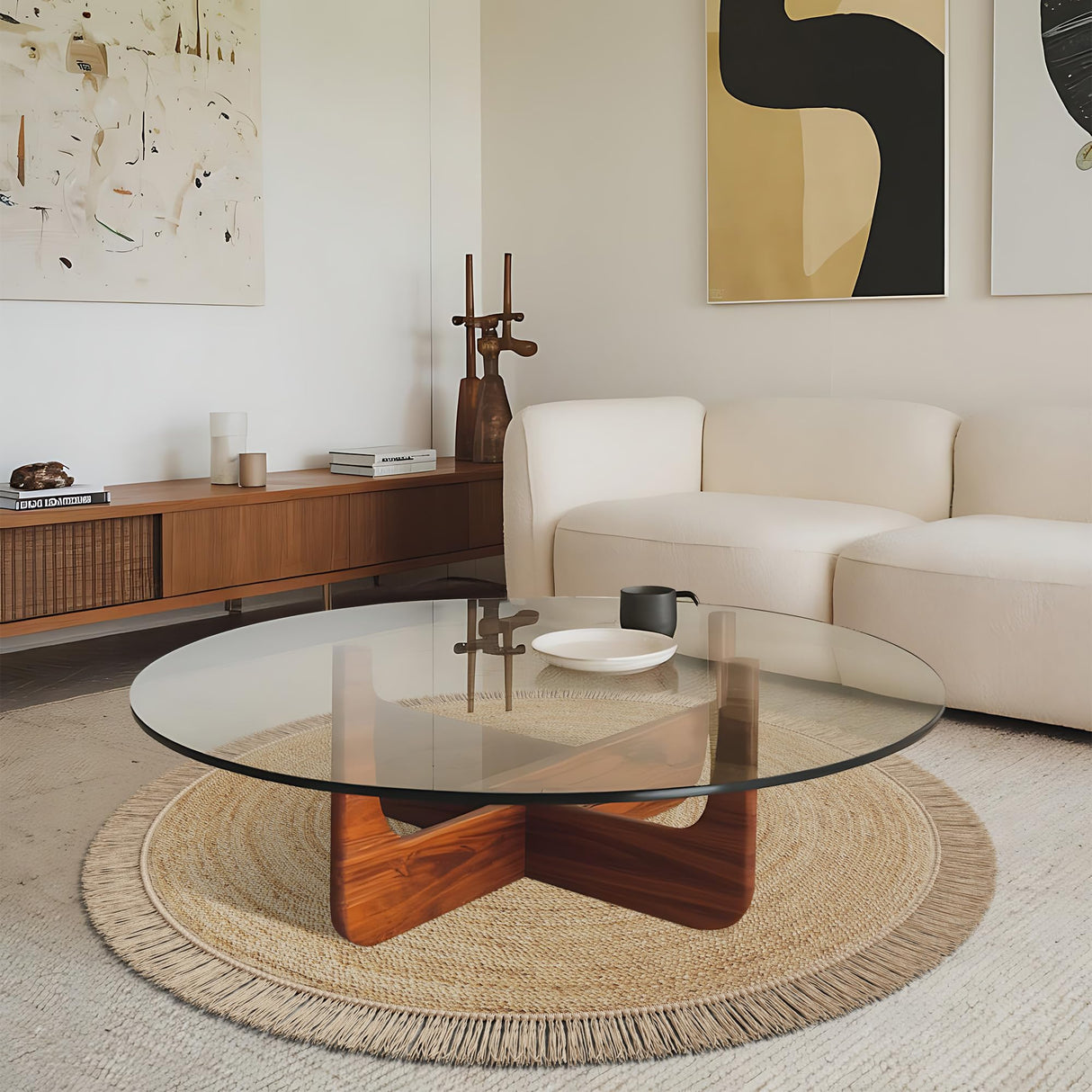 KIBAGA Beautiful 5x5 ft Round Jute Area Rug for Your Home - This Natural Hand Woven Rug Fits Perfectly Into Your Entry Area, Kitchen Or Living Room - Modern Braided Circle Mat Enhances Any Boho Decor KIBAGA