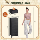 WLIVE Black Tall Dresser for Bedroom, 6 Drawer Dressers & Chests of Drawers, Fabric Dresser for Closet, Living Room, Night Stand with Metal Frame, Storage Tower with Fabric Bins, Wood Top WLIVE