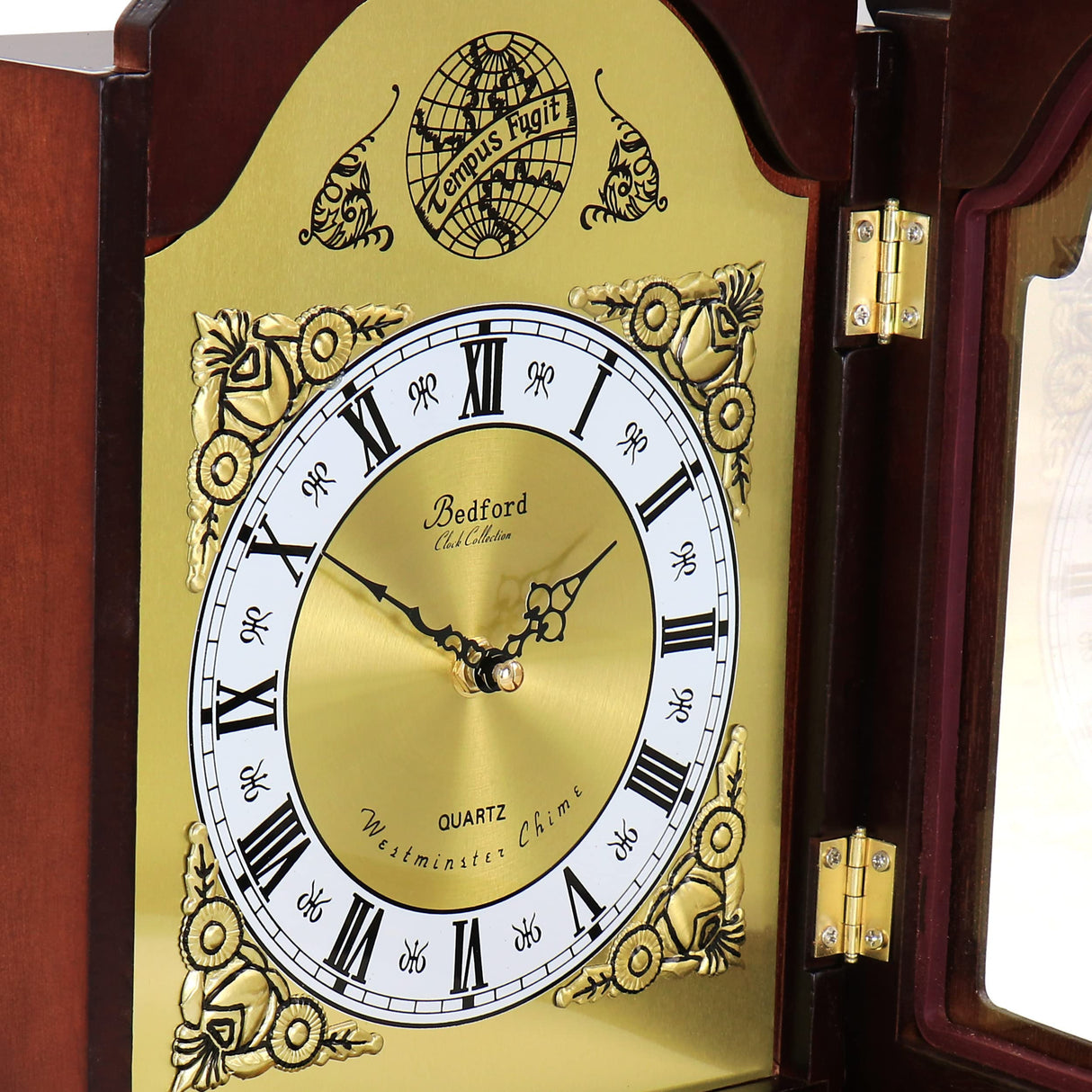 Bedford Clock Collection Redwood Mantel Clock with Chimes Bedford Clock Collection