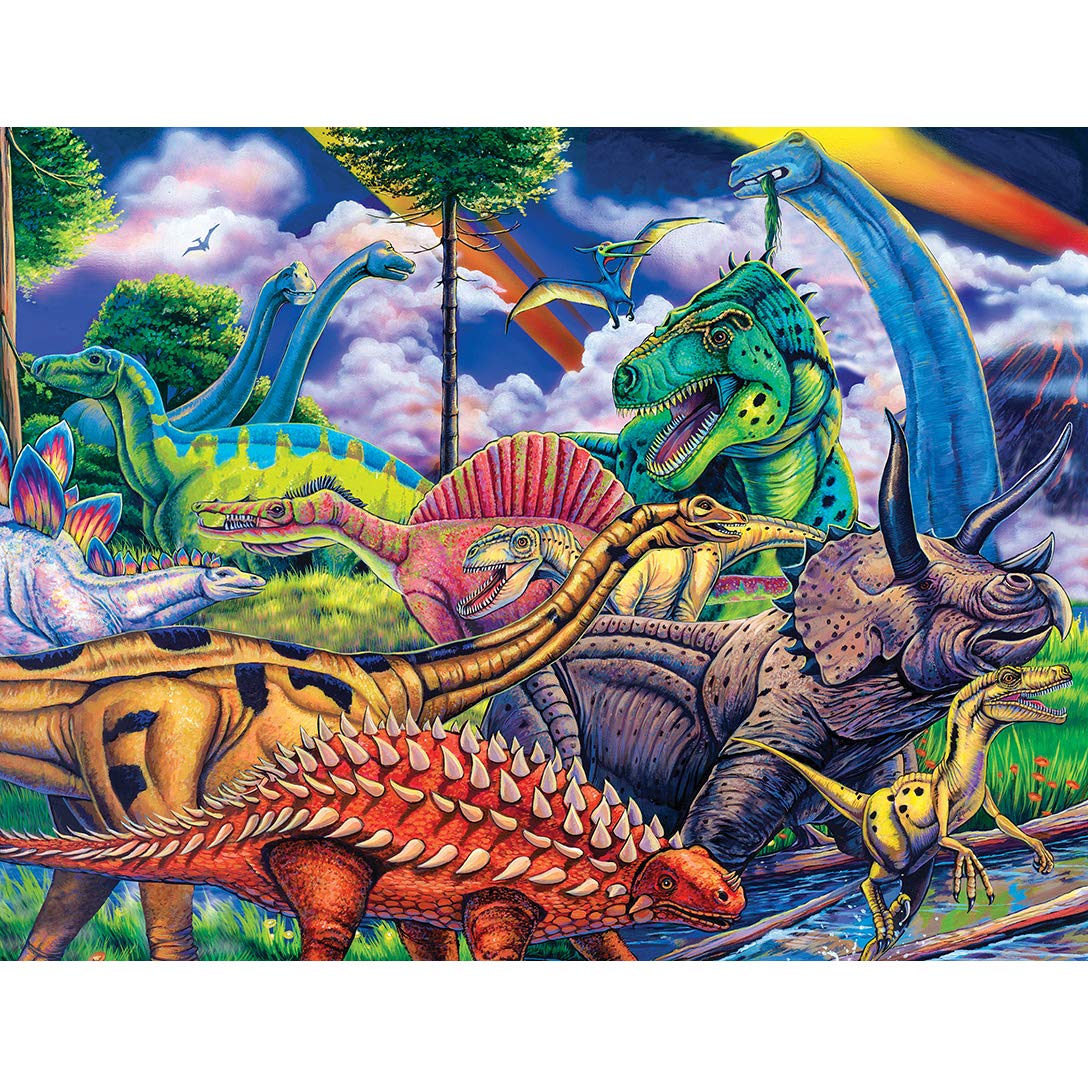 Masterpieces World of Animals 100 Piece Jigsaw Puzzle for Kids - Dinosaur Friends - 11.5"x15" Masterpieces