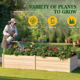 SPECRAFT 8x4 Ft Wood Raised Garden Bed, Durable 15 Inch Depth Planter Box for Vegetables, Herbs, and Flowers, Ideal for Outdoor Gardening with Open Base SPECRAFT