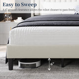 Yaheetech King Bed Frame Upholstered Platform Bed with Fabric Headboard, Wing Edge Design/Non-Slip and Noise-Free/Wooden Slats Support/No Box Spring Needed/Easy Assembly, Beige King Bed Yaheetech