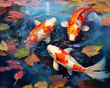 XTXGERL Canvas DIY Oil Painting for Adults Beginner, Pond Deciduous Koi Fish, Paint by Number Kits with Brushes and Acrylic Pigment, 40x50cm, Without Frame XTXGERL