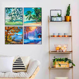 Amphol Adult Paint by Number Kits on Canvas Framed, 4 Pack Season Easy DIY Paint by Number for Adults Canvas with Frame, Simple Acrylic Framed Painting by Number for Beginners Kids Amphol