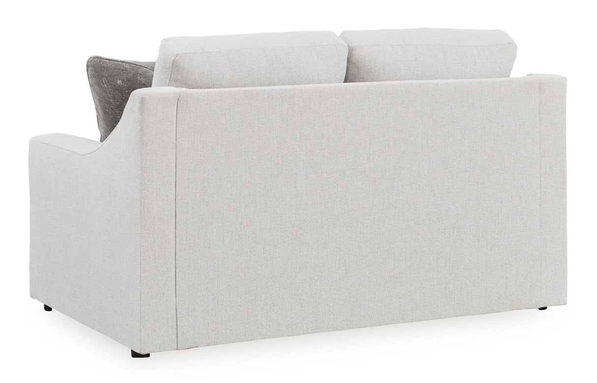 Signature Design by Ashley Maitelynn Contemporary Loveseat with Accent Pillows, Reversible Cushions and Sloped Arms, Light Gray Signature Design by Ashley