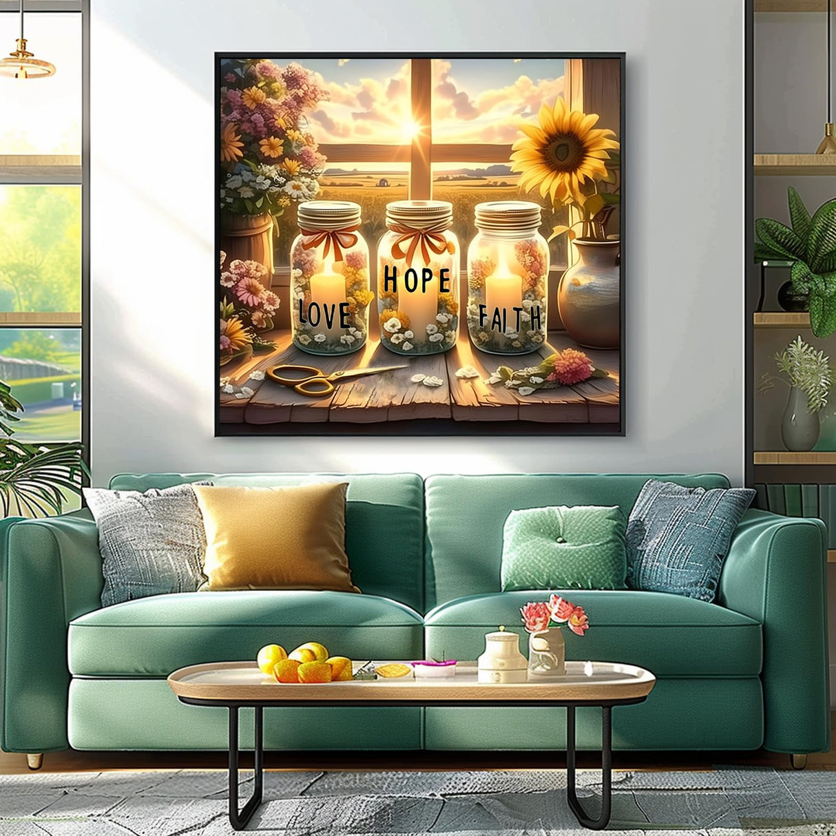 5D Diamond Art Painting Kits for Adults Beginner,Faith,Hope,Love Wishing Bottle Diamond Art On Canvas,DIY Religious Christian Diamond Dots Gem Arts and Crafts for Home Wall Decor 12X12IN DIYDECORFUN