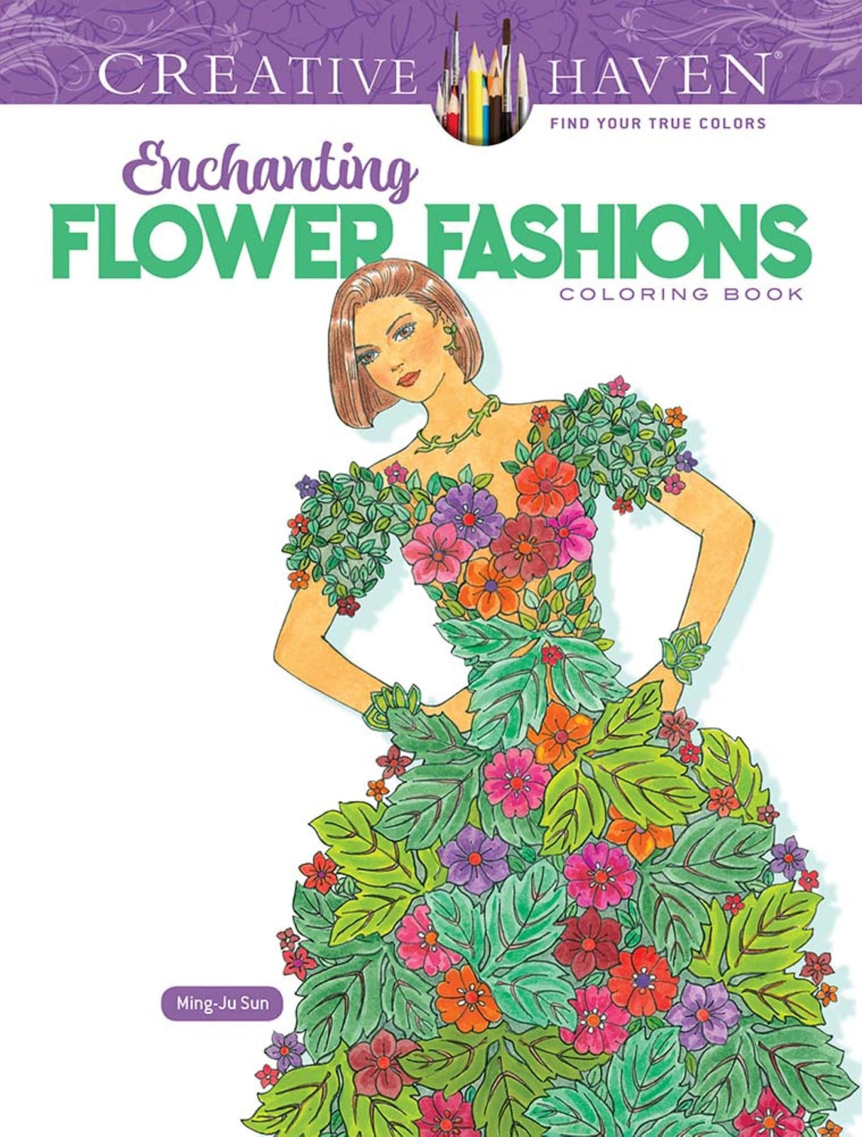 Creative Haven Enchanting Flower Fashions Coloring Book (Adult Coloring Books: Flowers & Plants) WoodArtSupply