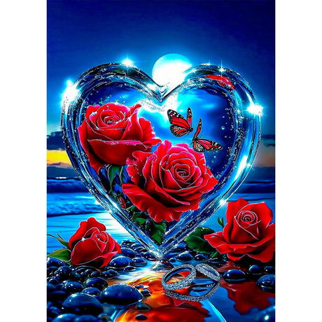 EOBROMD 5D Diamond Art Painting Kits for Adults Beginners Seaside, DIY Rose Kits for Adults, Full Round Drill Diamond Dot Gem Art Kits Home Wall Decor 12x16inch EOBROMD