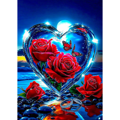 EOBROMD 5D Diamond Art Painting Kits for Adults Beginners Seaside, DIY Rose Kits for Adults, Full Round Drill Diamond Dot Gem Art Kits Home Wall Decor 12x16inch