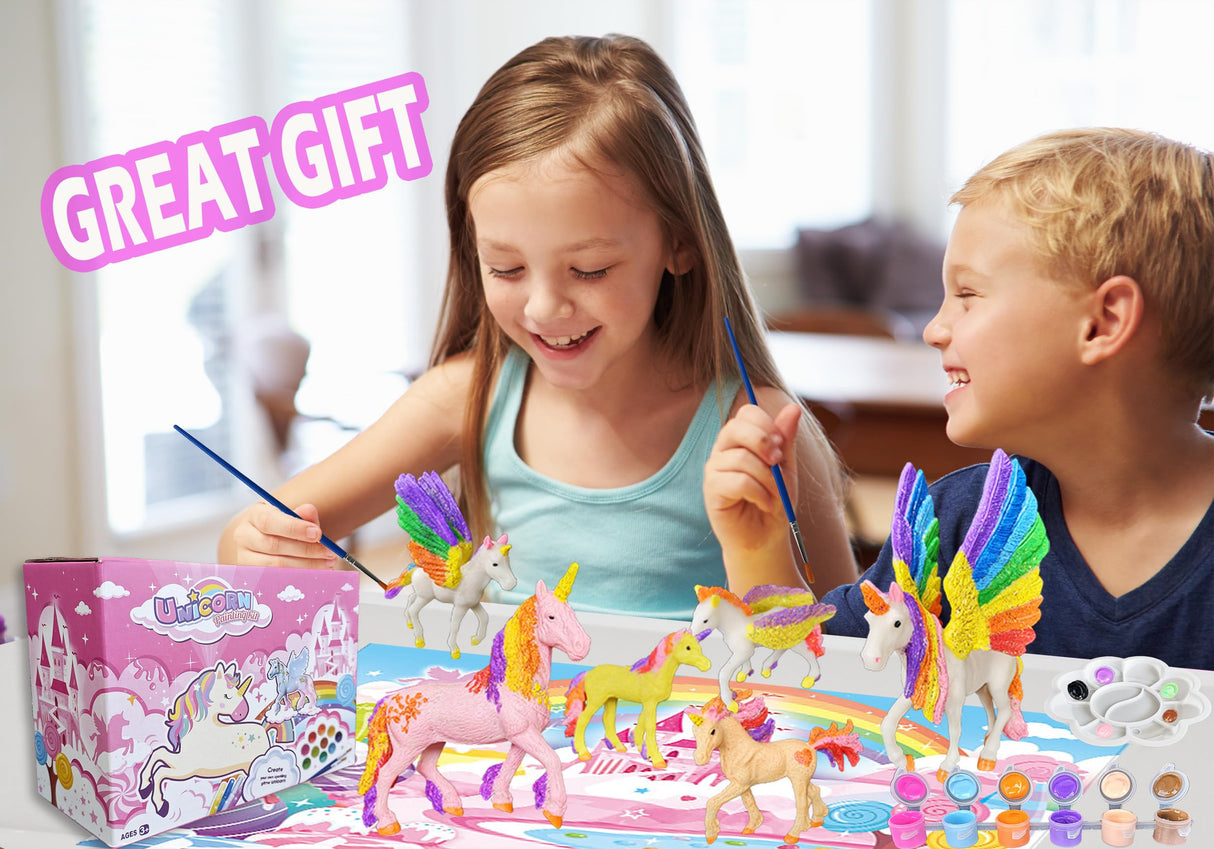 Yileqi Unicorn Painting Kit - Paint Craft for Girls, Arts and Crafts for Kids Age 4-9 - DIY Unicorn Party Favors and Activities Yileqi