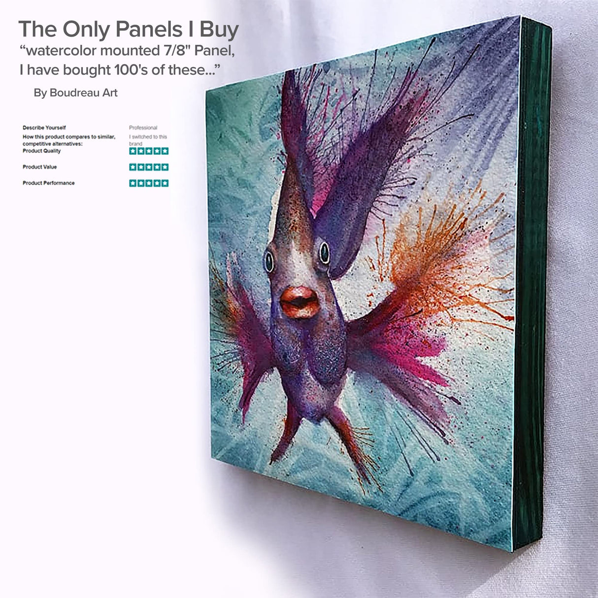 Da Vinci Pro Birch Wood Panel 7/8" Deep – 8x8 Single Panel - Fine Textured, Warp Resistant, Lightweight & Rigid – Perfect for Mounting Sanded Pastel or Watercolor Paper, Linen or Canvas DaVinci Wood Panel