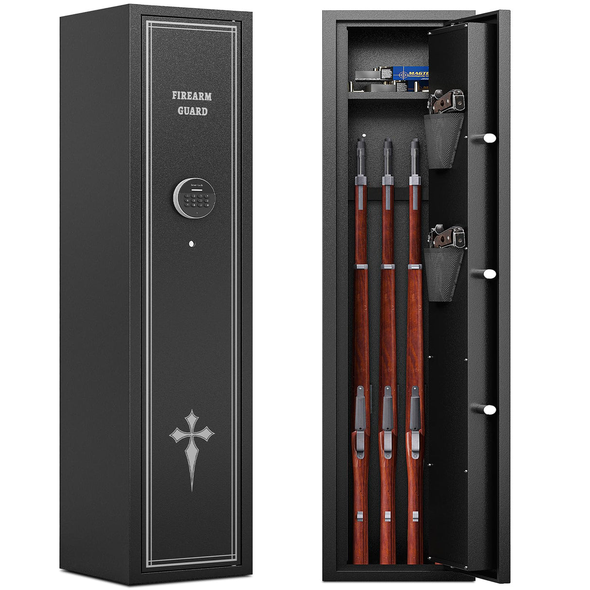 KAER 2-3 Gun Safe,Long Gun Safe for Rifles and Pistols,Rifle Safes for Home Gun Safes for Rifles,Multi-Function Gun Cabinet with Removable Gun Racks,Pistol Pockets (2-3 GUN) KAER