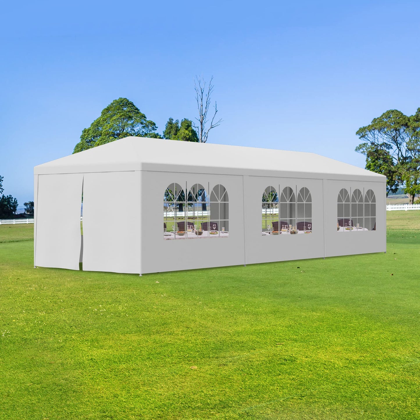 JupiterForce 10x30 Party Tent Outdoor Wedding Canopy Tents for Parties with Removable Sidewalls Heavy Duty Waterproof Gazebo Shelter BBQ Events Tent, White - WoodArtSupply