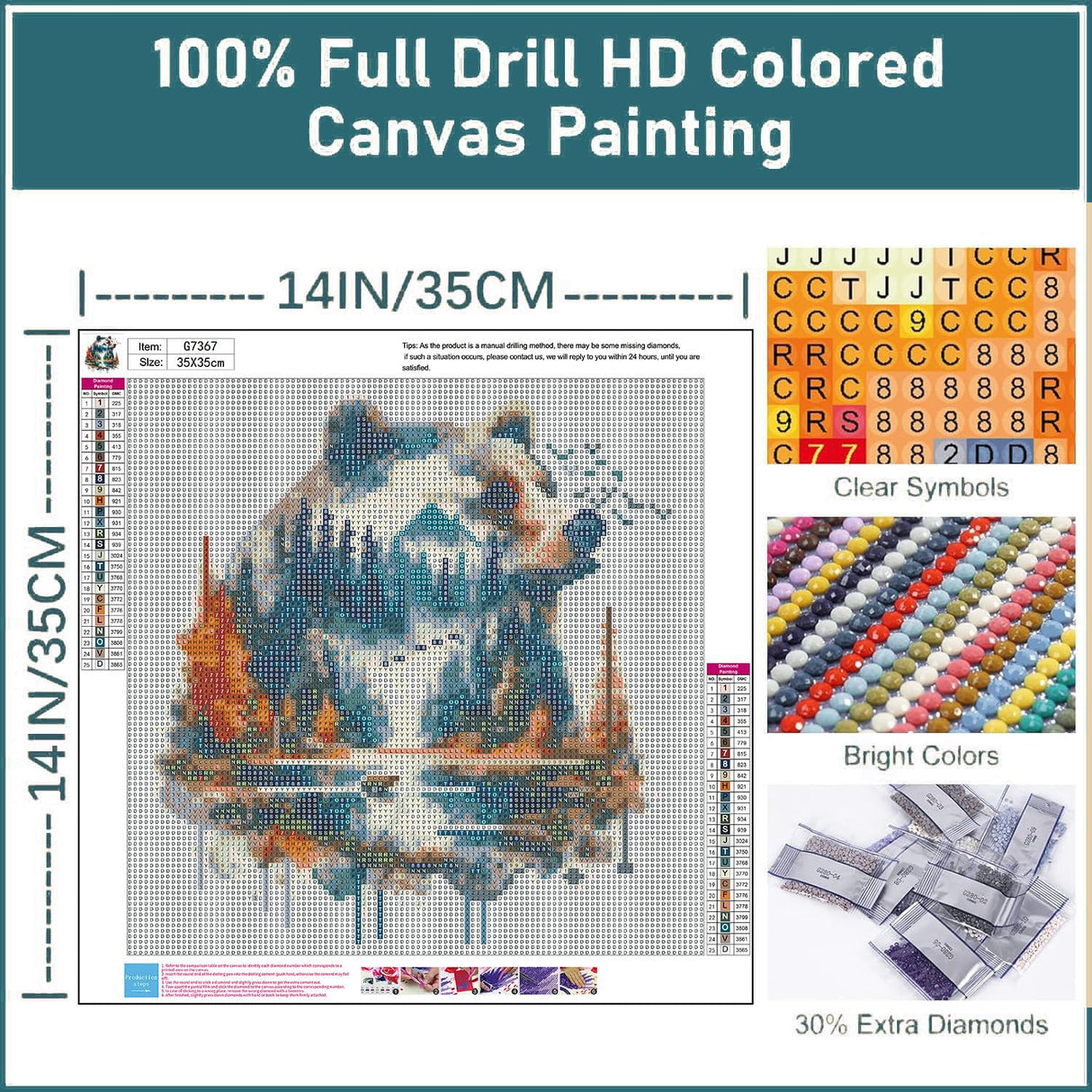 Forest Bear Diamond Painting Kits for Adults - Diamond Art for Adult Bear, Gem Painting Crafts Kits Gift, DIY 5D Gem Art Perfect for Home Wall Decor Gifts (14x14 inch) cviokrdu