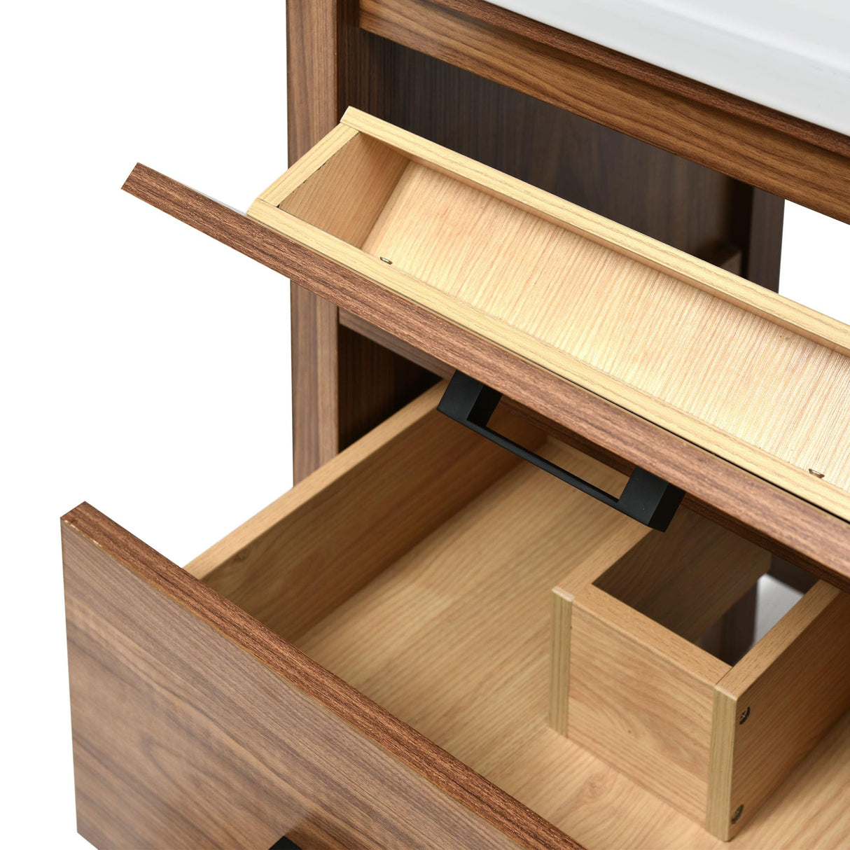 Merax 24 Inch Bathroom Vanity with Sink,Mid Century Modern Bathroom Vanity with 2 Deep Drawer & Tip-Out Tray,Ceramic Sink with Integrated Countertop,Solid Wood Frame,Wood Grain Finish Merax