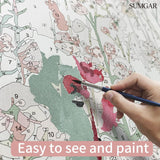 SUMGAR Paint by Numbers kit for Adults Flowers Framed Painting Easy DIY Acrylic Oil Painting on Canvas for Beginner Girls Teens,Pink Wildflower Paint by Numbers Kit with Frame Family Gifts 20" x 16" SUMGAR