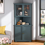 MUPATER Tall Corner Cabinet with Doors and Shelves, 71'' Free Standing Corner Hutch Cabinet Storage for Living Room, Bathroom, Kitchen with Countertop, White MUPATER