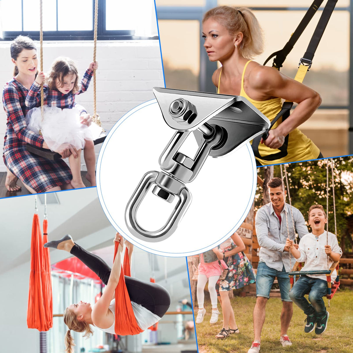Morzejar 360 Rotating Hammock Hanging Kit - Heavy Duty Stainless Steel 1000 lb Loading Hammock Hooks for Trapeze, Yoga, Boxing Bag, Hammock Chair, Porch Morzejar