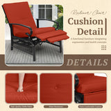 Oakcloud Adjustable Outdoor Lounge Chair Metal Patio Relaxing Recliner Chair with Removable Cushions(Red) Oakcloud