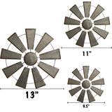 COLLECTIVE HOME - 3 Pcs Metal Windmill, Galvanized Hanging Wall Decor, Farmhouse Wall Sculpture, 3D 13/11/9.5 Inch Wall Art for Office Living Room Bedroom (Windmill) COLLECTIVE HOME