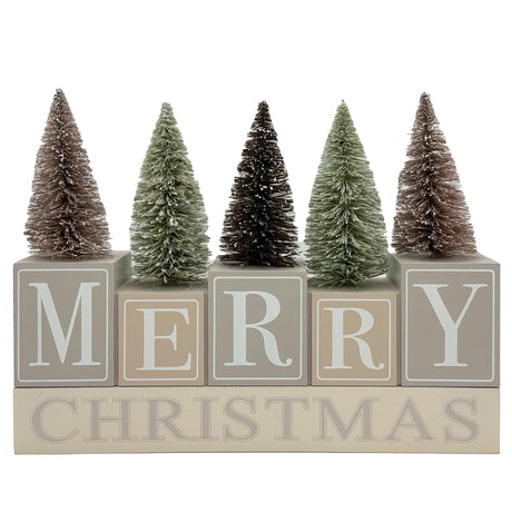 Christmas Decorations for Home Farmhouse Christmas Tree Decor Merry Christmas Sign Wooden Winter Rustic Block Vintage Holiday Tabletop for Kitchen Xmas Party Mantel Tiered Tray Gift Eternhome