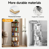 vie poetique Rotating Bookshelf Tower, Wooden, 5 Tier Vertical Rotate Turning Spiral Corner Organizer, 360° Rotating Book Tower, Ideal for Small Spaces, Living Rooms, Corners, Bedrooms (Rural, 5 Tier) vie poetique