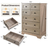 spanspace 7 Drawers Tall Dressers for Bedroom, 44" Wood Chest of Drawers with Metal Handle, Farmhouse Dresser for Living Room, Hallway spanspace