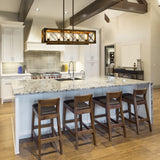 Farmhouse Chandelier for Dining Room, 5-Light Rectangular Chandelier, Wood Kitchen Island Lighting, 31.5'' L RUZINIU