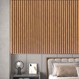Taaizau 3D Slat Acoustic Wall Panels with Wood Finish Accent, 2 Pack Sound Absorbing Paneling for Studio, Office, Living Room, Bedroom Interior Decor (Natural Walnut, 48''L x 24''W) Taaizau