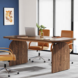 Tribesigns 63-inch Conference Room Table for 4-6 Person, Retro 5.2 ft Small Rectangle Meeting Room Table, Rustic Wood Seminar Table Tribesigns