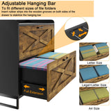 2 Drawer Lateral File Cabinet, Filing Cabinet with Charging Station for Letter/Legal/A4 Size Hanging Files, Modern Farmhouse File Cabinet for Home Office, Printer Stand with Storage, Brown and Black Befrases